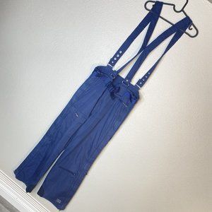 Spyder Vtg Mens Size M / L Retro Overall Bib Ski Snow Pants Side Zip Navy Blue